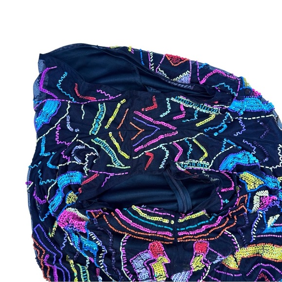 ASOS NEON BEAD EMBELLISHED ART DECO GEOMETRIC ONE SHOULDER PARTY ROMPER JUMPSUIT - Picture 14 of 16